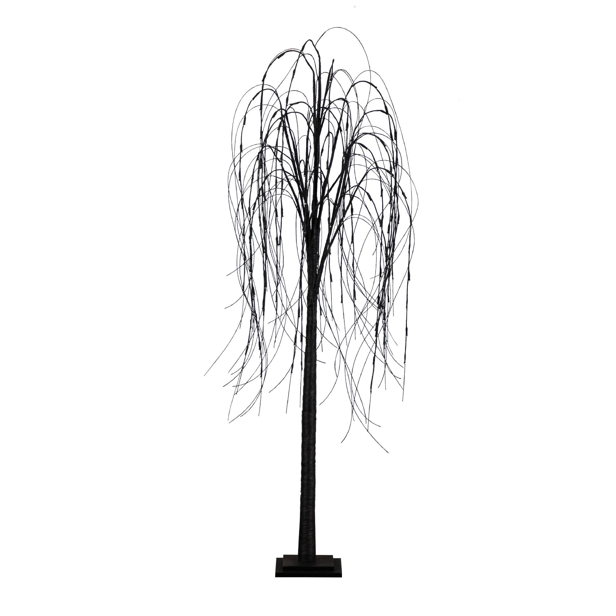 6ft. Orange & Purple LED Pre-Lit Halloween Black Willow Artificial Fall Tree